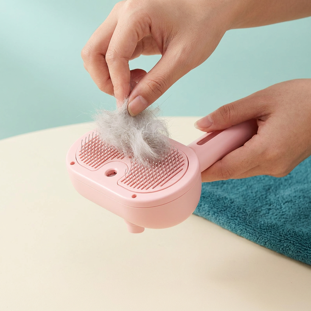 Remove collected fur from the brush